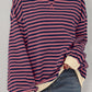 Stripe Oversized Contrast Trim Pullover Sweatshirt