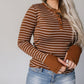 Thumbhole Sleeve Striped Henley Top