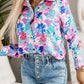 Flower Print Button-up Slim-fit Long Sleeve Shirt