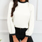 Color Block Bow Back Mock Neck Blouse