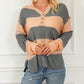 Striped Side Split Henley Sweater