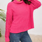 Ribbed Turtleneck Fuzzy Sleeve Knit Sweater