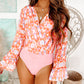 Aztec Western Print Surplice Bell Sleeve Bodysuit