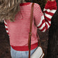 Stripe Geometric Textured Drop Shoulder Sweater