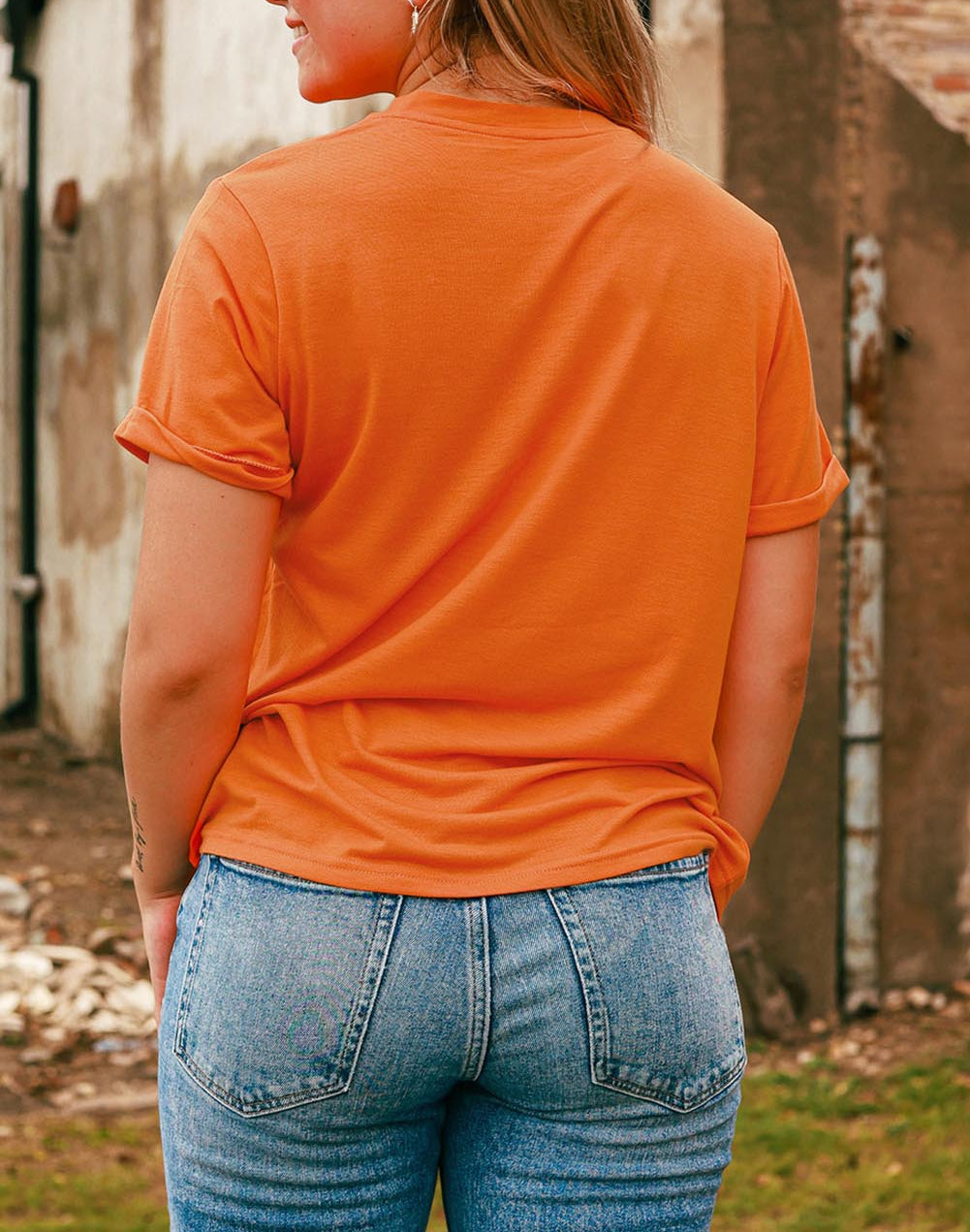 HOWDY FALL Pumpkin Graphic Print Crewneck T Shirt