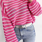 Drop Shoulder Contrasting Striped Sweater
