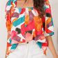 Square Neck Abstract Print Short Sleeve Blouse