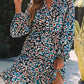 Leopard Print Bubble Sleeve Ruffled Shirt Dress