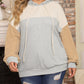 Plus Size Colorblock Drop Shoulder Ribbed Knit Hoodie