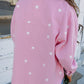 Pink Star Print Button Denim Jacket