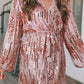 Sequin Bubble Sleeves Short Wrap Dress