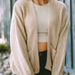 Solid Pocketed Open Short Cardigan