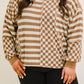 Striped Checkered Mixed Print Chest Pocket Casual Plus Size Top