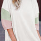 Color Block Ribbed Knit Quarter Sleeve Top