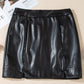 PU Leather Side Slits Slim Fit High Waist Mini Skirt