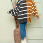 Plus Size Colorblock Striped Patchwork Loose Sweater