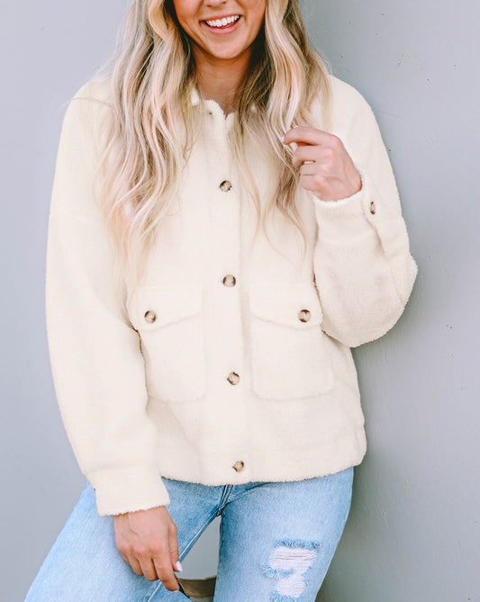 Flap Button Pocket Sherpa Jacket