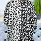 Plus Size Contrast Leopard Half Sleeve Blouse