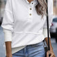 Ribbed Hem Snap Button Neckline Sweatshirt with Pocket