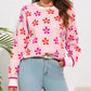 Flower Print Crew Neck Sweater