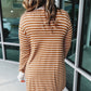 Striped Side Pockets Open Front Cardigan