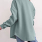 Solid Color Pocketed Button up Long Sleeve Shacket
