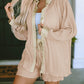 Pleated Long Sleeve Shirt and Shorts Lounge Set