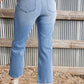 Mineral Wash Raw Hem High Waist Flared Jeans