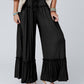 Frilled Drawstring High Waist Wide Leg Pants