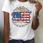 USA Flag Slogan Graphic Print Short Sleeve T Shirt