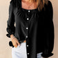 Flounce Sleeve Square Neck Button-Up Shirt