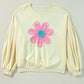 Tinsel Flower Dropped Puff Sleeve Sweatshirt