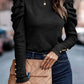 Buttoned Puff Long Sleeve Sheath Top