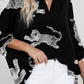 Tiger Print 3/4 Sleeve Oversized Shirt