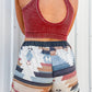 Aztec Print Drawstring Waist Casual Shorts