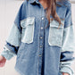 Color Block Frayed Patchwork Oversize Denim Jacket