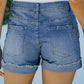 Patchwork Rolled Hem Denim Shorts
