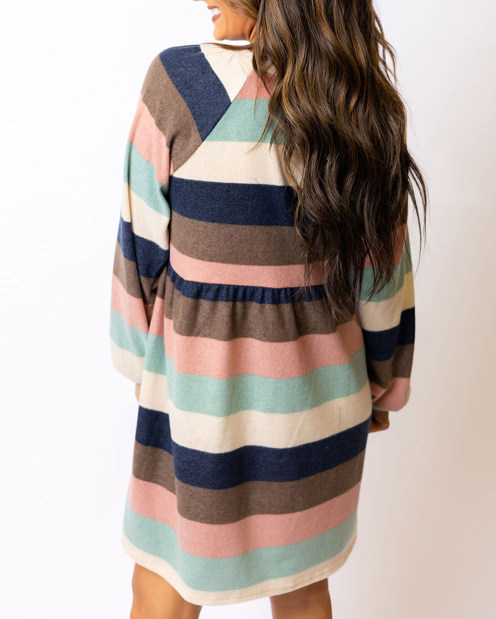 Striped Color Block Long Sleeve Mini Dress