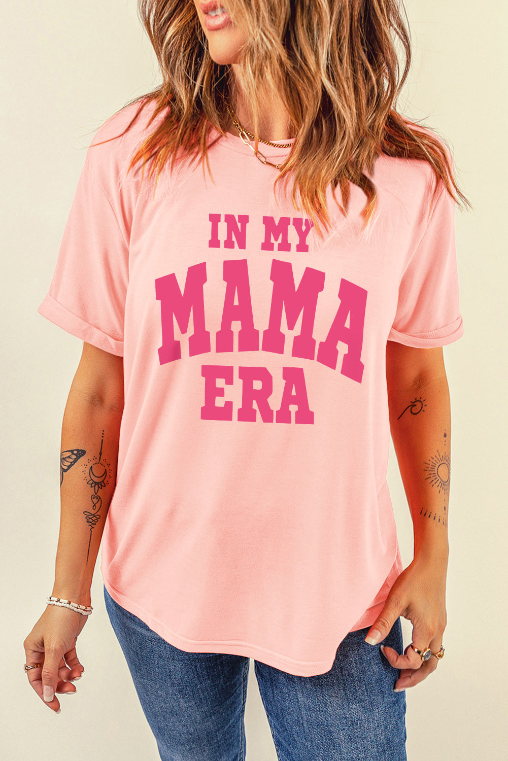 IN MY MAMA ERA Crew Neck Graphic T Shirt