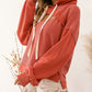 Cut out Bust High Low Ribbed Hoodie