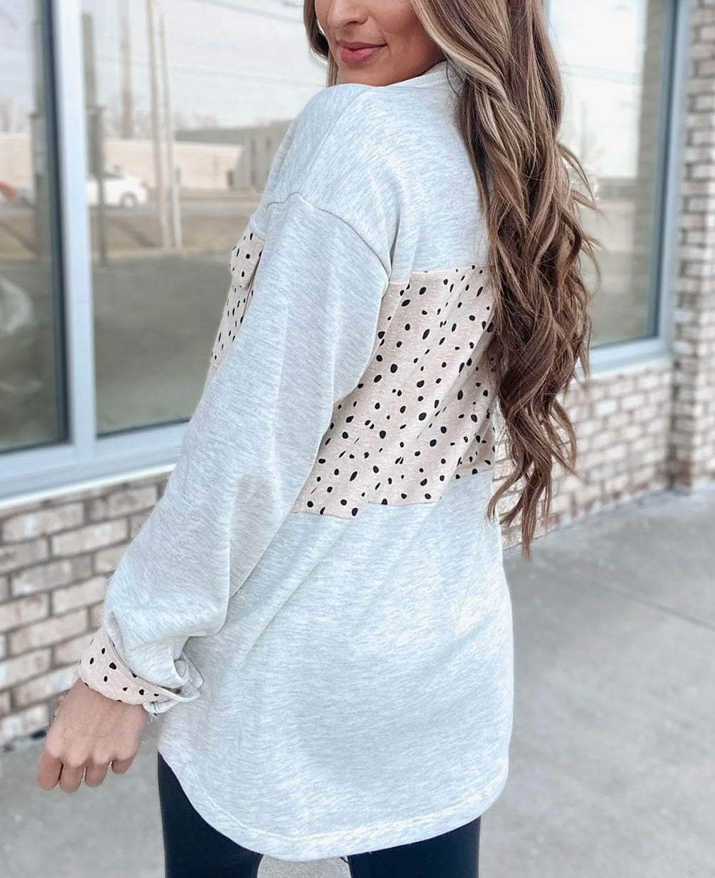 Spots Patchwork Flap Pocket Shacket