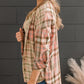 Plus Size Color Block Plaid Long Sleeve Shirt with Pocket