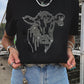 Rhinestone Steer Head Graphic Fashion T Shirt