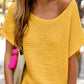 Clay Solid Loose Knit Short Dolman Sleeve Sweater