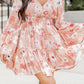 Floral Smocked High Waist Bell Sleeve Mini Dress