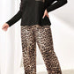 Leopard Patched Pocket Long Sleeve Top Plus Size Pants Set