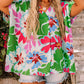 Floral Print Faux Wrap Plus Size Blouse
