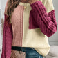 Tan Colorblock Patched Pocket Drop Shoulder Sweater