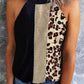 Black Leopard Color Block Casual Tank Top