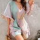 Color Block Ruffled Drawstring High Waist Romper